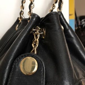 Black leather bucket bag!